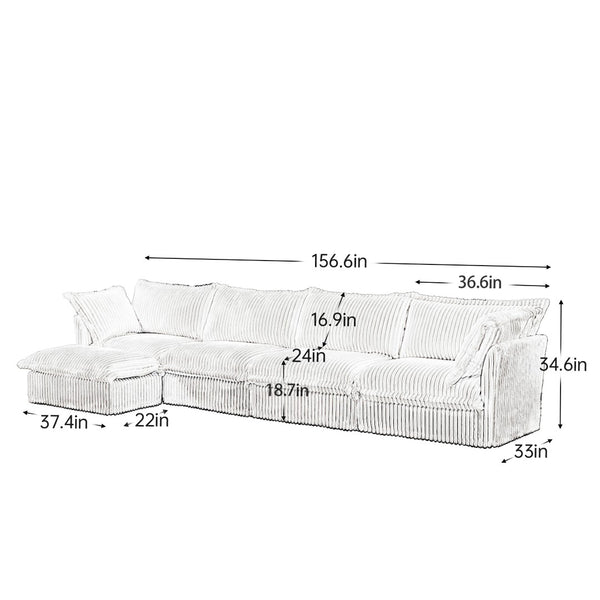 English Elm Slipcovered L Shape Sectional Sofa – Comfy 4-Seater With Washable Covers, Flexible For Any Space! W3041S00100-GIGA