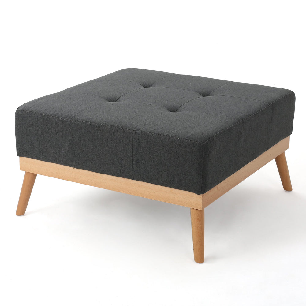 English Elm Christopher Knight Home® - OTTOMAN Dark Gray Fabric Upholstered Square Ottoman with Mid-Century Slanted Legs, 32" x 32" x 17" Stylish Accent Seat 60439.00DGY