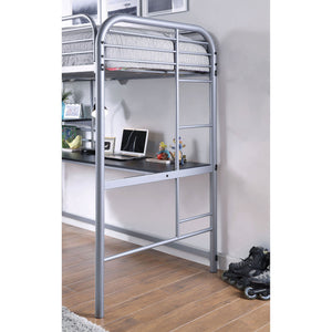 English Elm Contemporary Twin-Over-Twin Bunk Bed with Pull-Out Trundle and Built-In Ladder for Space-Saving Rooms Silver 78 L x 44 W x 8 H B2741P351289