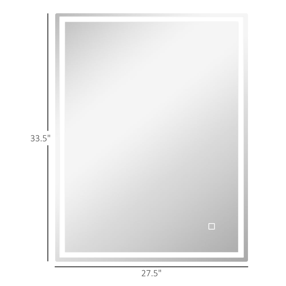 English Elm HOMCOM LED Bathroom Mirror 36"x28" Dimmable Touch Control, 3 Color Temps, Defogging, IP44 W2225P173994