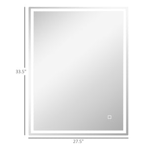 English Elm HOMCOM LED Bathroom Mirror 36"x28" Dimmable Touch Control, 3 Color Temps, Defogging, IP44 W2225P173994