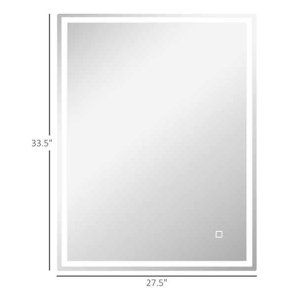 English Elm HOMCOM LED Bathroom Mirror 36"x28" Dimmable Touch Control, 3 Color Temps, Defogging, IP44 W2225P173994
