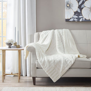 Madison Park Arctic Casual Ultra Plush Down Alternative Throw BASI50-0413 Ivory