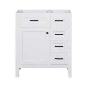 English Elm 30" Modern Bathroom Vanity Cabinet Base with 3 Drawers, Solid Frame MDF, Undermount Ready, 200lb Capacity White WF321000AAK