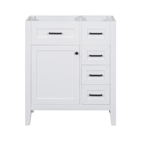 English Elm 30" Modern Bathroom Vanity Cabinet Base with 3 Drawers, Solid Frame MDF, Undermount Ready, 200lb Capacity White WF321000AAK