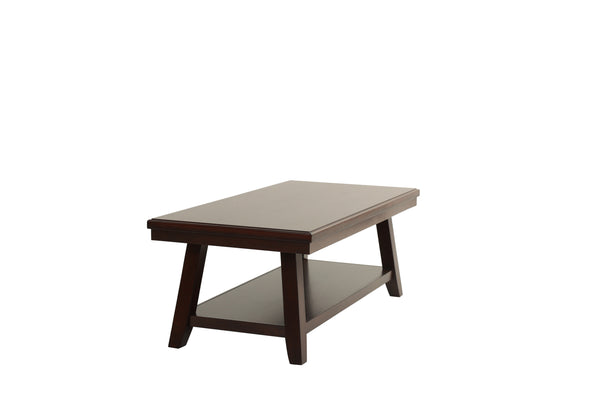 English Elm New Walnut Finish 1pc Coffee Table with Open Shelf, 47"x24" Modern Walnut Veneer Top & Solid Legs B011P396185