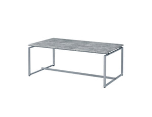 English Elm Jurgen Industrial 3PC Faux Concrete Top Coffee & End Table Set with Silver Metal Sled Base, 47" B2726P407629
