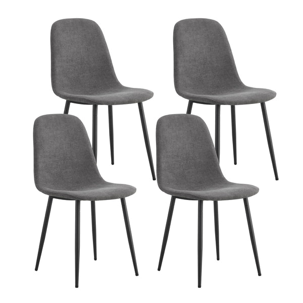 English Elm Comfortable Linen-Cotton Dining Chairs Set of 6 in Dark Gray — Breathable Ergonomic Seats, Metal Legs, Easy Clean W1151P283077