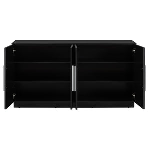 English Elm TREXM Elegant Sideboard Buffet Cabinet with Adjustable Shelves, Spacious Storage, Silver Handles, 60" Black N715P192557B