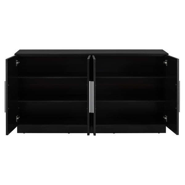 English Elm TREXM Elegant Sideboard Buffet Cabinet with Adjustable Shelves, Spacious Storage, Silver Handles, 60" Black N715P192557B