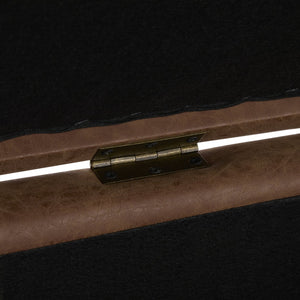 English Elm Christopher Knight Home® - 35" Square Brown Faux Leather Storage Ottoman with Waffle-Tufted Lid, Lift-Top Hidden Storage Bench N767P328949C