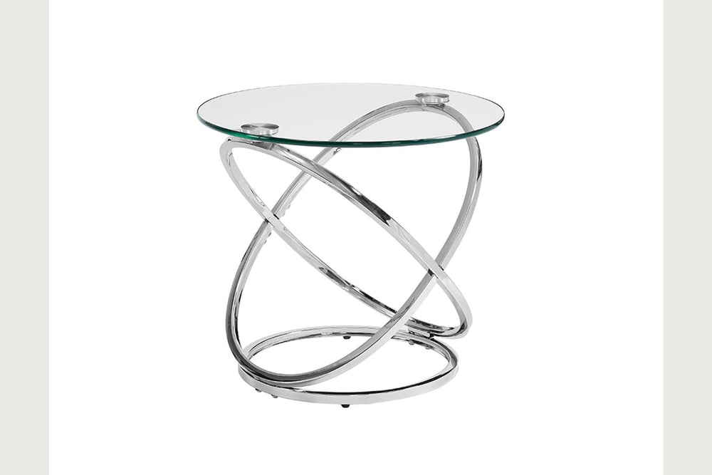 English Elm Modern Metal Cocktail Table Set Chrome Stainless Steel 3-Piece Contemporary End & Cocktail Tables Durable Sleek Design B2699S00002
