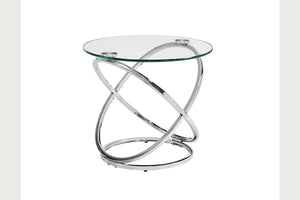 English Elm Modern Metal Cocktail Table Set Chrome Stainless Steel 3-Piece Contemporary End & Cocktail Tables Durable Sleek Design B2699S00002