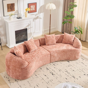 English Elm Pink Curved Compressed Sofa — Nordic Soft Foam & Spring Seating, Easy Setup, Stylish Centerpiece W3612S00010