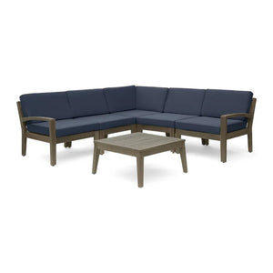 English Elm Grenada Outdoor Modular Sectional Solid Acacia Wood Slatted Patio Sofa Set Dark Grey 63887-66388.00-63699.00GRY