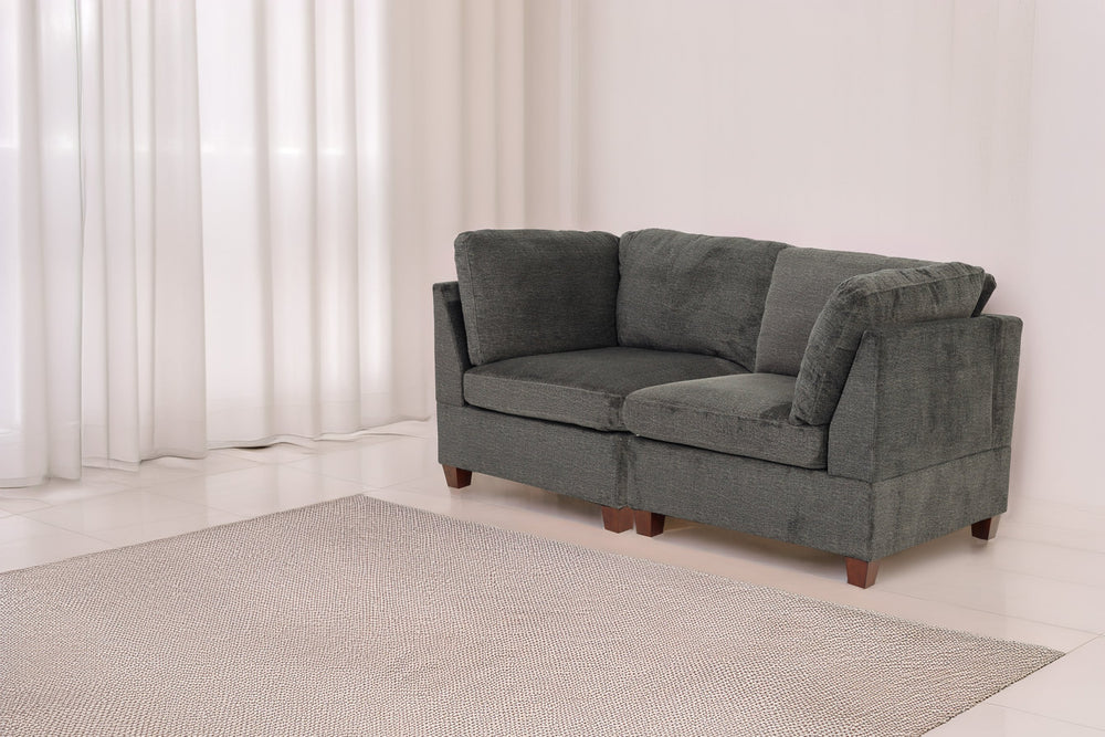 English Elm Modular 2-Piece Soft Gray Chenille Set - Versatile Seating For Stylish Living Room Configurations B089S00002