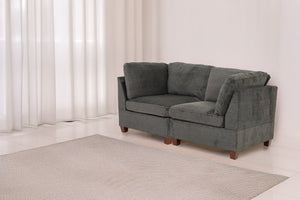 English Elm Modular 2-Piece Soft Gray Chenille Set - Versatile Seating For Stylish Living Room Configurations B089S00002