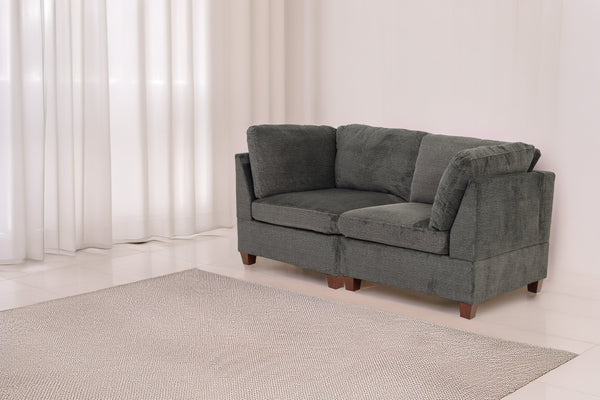 English Elm Modular 2-Piece Soft Gray Chenille Set - Versatile Seating For Stylish Living Room Configurations B089S00002