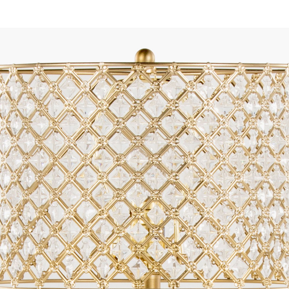 English Elm Topaz 27" Glam Art Deco Table Lamp with Clear K9 Crystal Drum Shade, Radiant Tiered Base, UL Listed Gold B202P224099