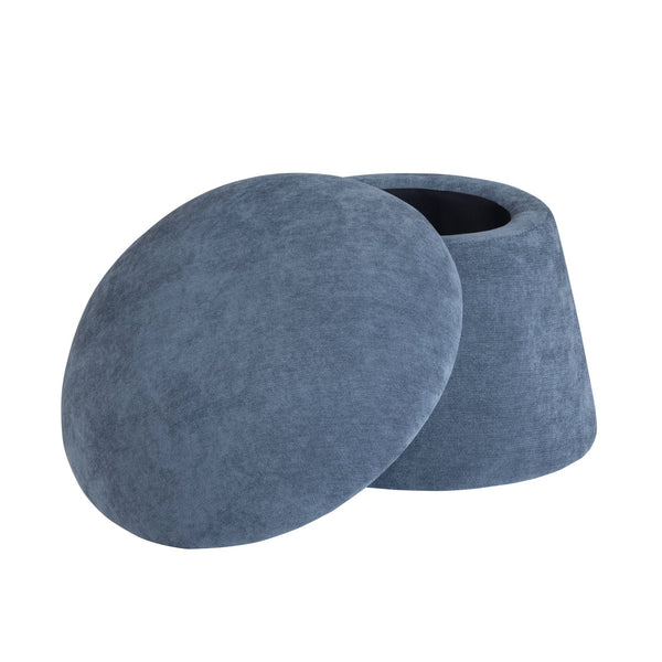 Crestview Collection Modern Mushroom-inspired Ottoman With Hidden Storage - Stylish Spice Yellow Accent For Any Room Navy Solid Wood Evfzr3908nvy