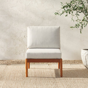 English Elm Walker Edison - Modern Outdoor Spindle Style Armless Sectional crafted from responsibly sourced eucalyptus with weather-resistant linen cushions and easy assembly instructions for durable, eco-friendly patio comfort Brown 37 L x 28 W x 14.5 H B185P326700