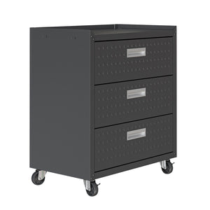 English Elm Rolling Metal Garage Cabinet with Locking Doors Diamond Texture Industrial Storage Charcoal Grey B365P398219