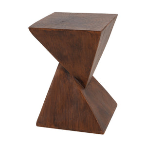 English Elm Christopher Knight Home® - GEOMETRIC MGO SIDE TABLE with Twisted Hourglass Design, Durable Moisture-Resistant Wood-Look Finish Dark Brown N770P262073B
