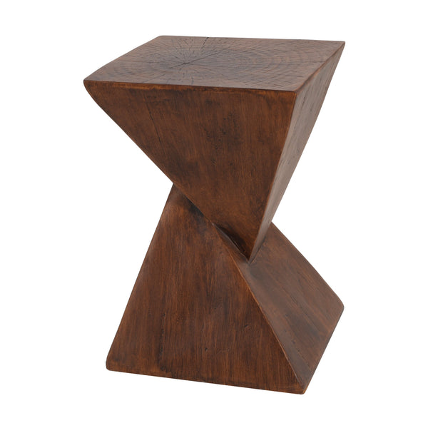 English Elm Christopher Knight Home® - GEOMETRIC MGO SIDE TABLE with Twisted Hourglass Design, Durable Moisture-Resistant Wood-Look Finish Dark Brown N770P262073B
