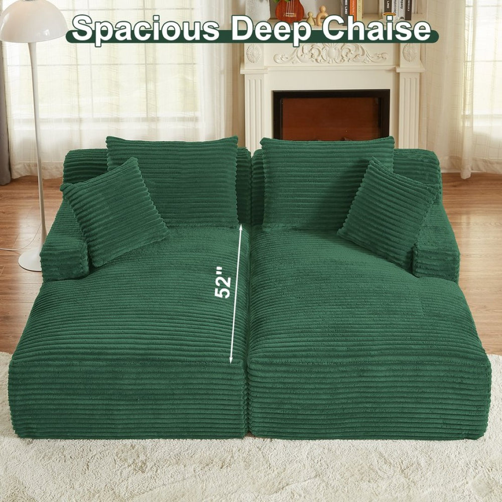 English Elm Indoor Oversized Double Chair Sleeper Sofa Wide Low Profile Minimalist Lounge Seat Green W2100S00351