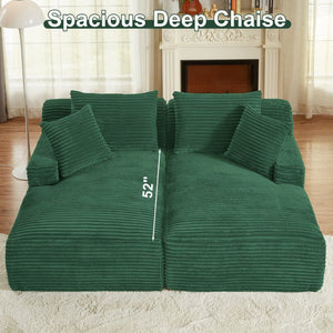 English Elm Indoor Oversized Double Chair Sleeper Sofa Wide Low Profile Minimalist Lounge Seat Green W2100S00351