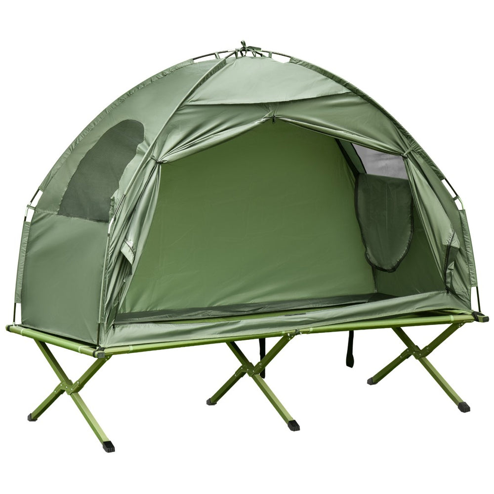 English Elm Outsunny Elevated Folding Cot Tent Combo for Solo Camping with Carry Bag Included W2225P200419