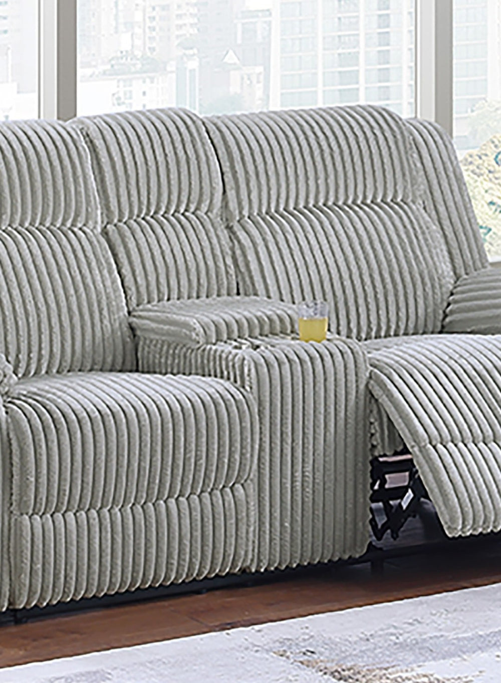 English Elm Modern Corduroy Reclining Loveseat and Chair Set with Cup Holders Ash Legs Plush Comfort Light Gray B011S02402