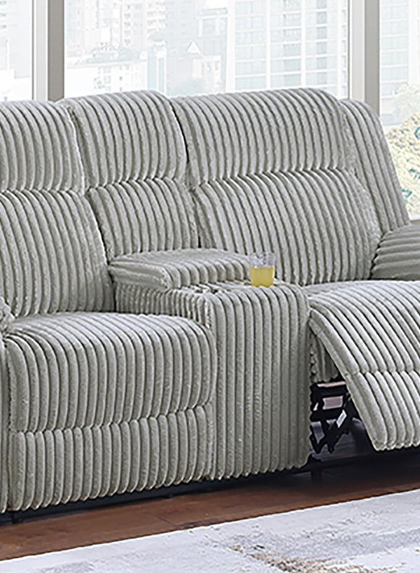English Elm Modern Corduroy Reclining Loveseat and Chair Set with Cup Holders Ash Legs Plush Comfort Light Gray B011S02402