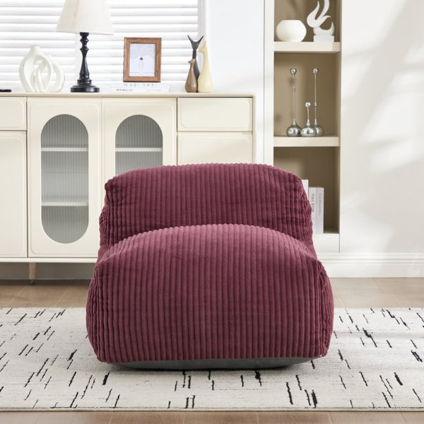 English Elm Big Corduroy Lounger Bean Bag with Ottoman Memory Foam Fill for Living Room Wine Red W395P435354
