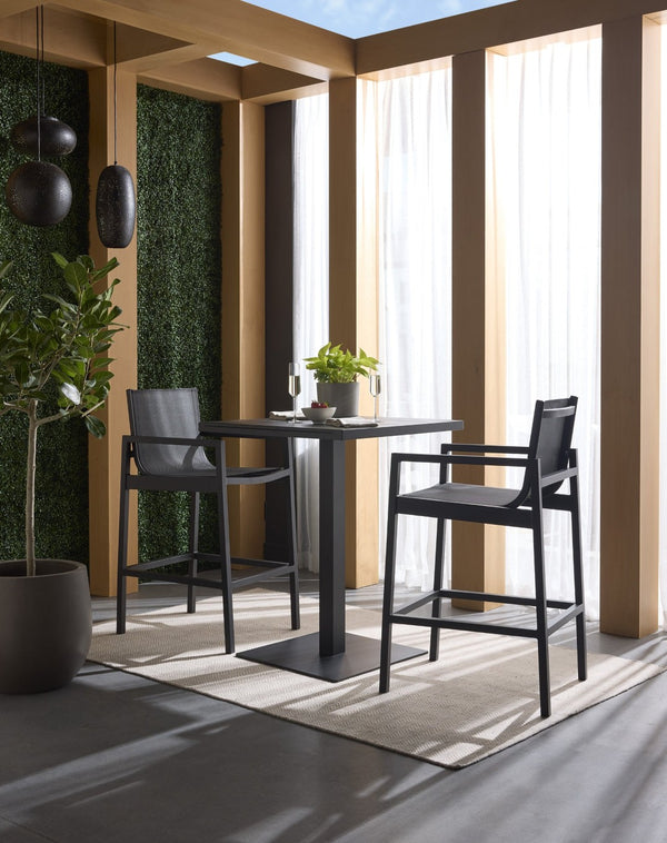 Sunpan MERANO Barstool - Modern Black Aluminum, Breathable Mesh Seat, Perfect for Home Bars & Cafes 110969