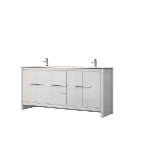 English Elm White Double Bath Vanity With Quartz Top & Chrome Faucet - Stylish Storage For Modern Bathrooms B2731P259519-GIGA