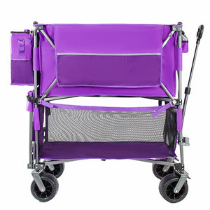 English Elm 55" Double Decker Collapsible Wagon 560lb Capacity Alloy Steel Frame All-terrain Wheels Purple W2932P405187