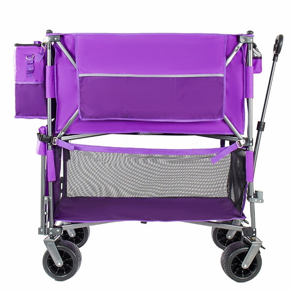 English Elm 55" Double Decker Collapsible Wagon 560lb Capacity Alloy Steel Frame All-terrain Wheels Purple W2932P405187
