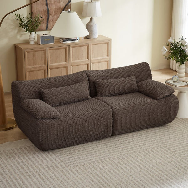 English Elm Loveseat Corduroy Cloud Couch Modular Boneless Sofa for Comfortable Living Room Lounging Brown W2339P461285