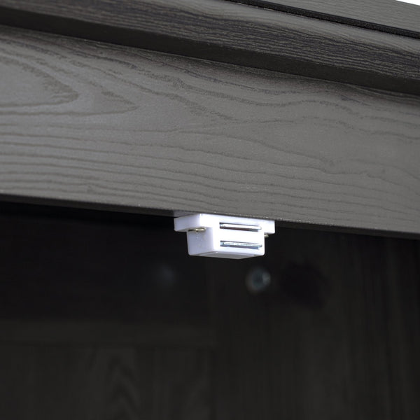 English Elm K&K 71" Tall Farmhouse Pantry Cabinet with Groove Edges, 3 Pull-Out Organizers, 6 Door Shelves Black N707P256507B