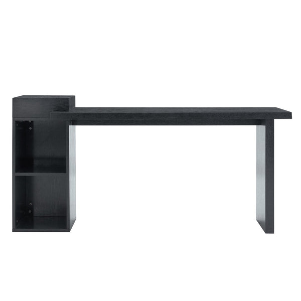English Elm Modern Wood Grain Console Table with Two Tier Shelving for Entryway or Living Room Black W3875S00030