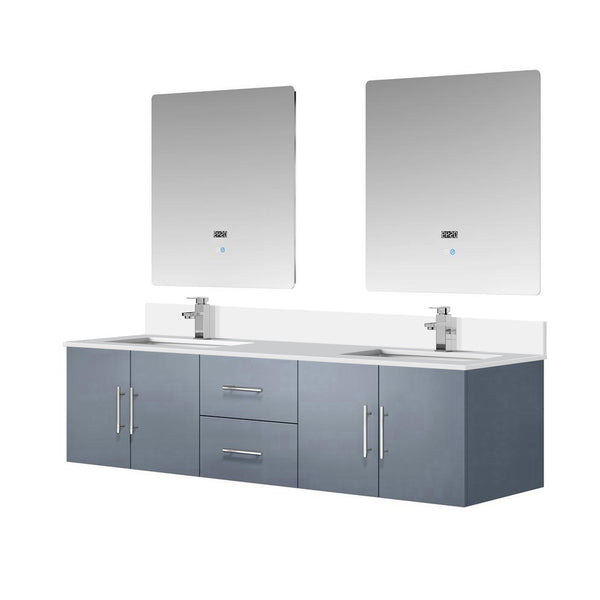 English Elm Dark Grey 72" Double Bath Vanity with Cultured Marble Top, Chrome Faucet, 30" LED Mirrors, Durable Finish B2731S01093