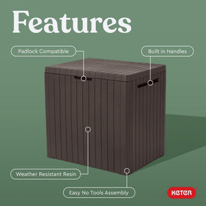 English Elm 30 Gallon Resin Deck Box Weatherproof Lockable Outdoor Patio Storage Container W2181P484988