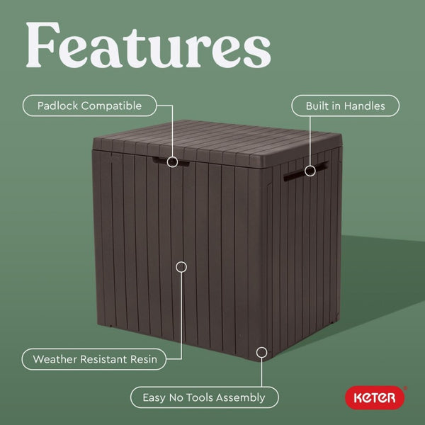 English Elm 30 Gallon Resin Deck Box Weatherproof Lockable Outdoor Patio Storage Container W2181P484988