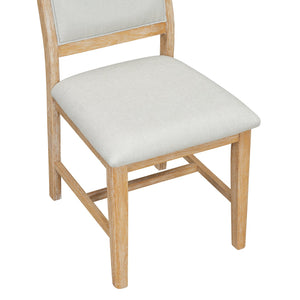 English Elm TREXM 7-Piece Retro Dining Table Set for 6 with Distressed Oak Veneer, Upholstered Comfort Chairs Natural ST000143AAN