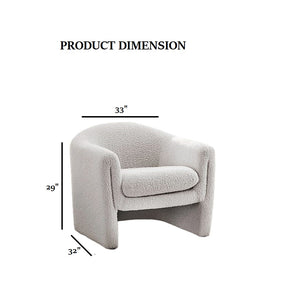 English Elm White Boucle Accent Chair U-Shaped Compact Modern Design Curved Arms Minimalist Living Room 33" B2741P391213