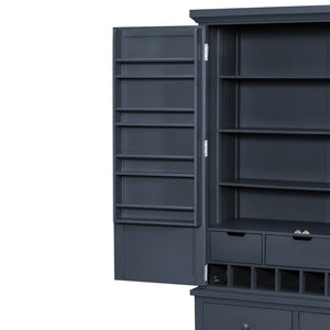 English Elm Topmax Freestanding Pine Wood Kitchen Pantry Cabinet with Wine Rack Gray SP000070AAE