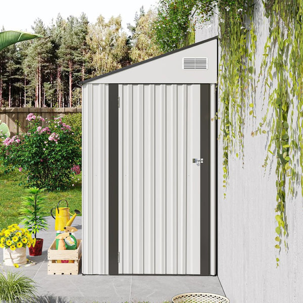 English Elm Campcraft Metal Storage Shed with Sloped Roof Ventilation and Weather Resistant Steel Panels White W1598P283838