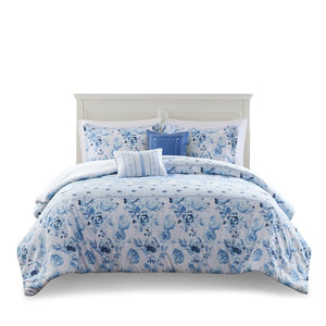 English Elm Full/Queen Floral Striped Comforter Set with Antimicrobial Microfiber, Plush Polyester Fill & Decorative Pillows Multicolor 19.68 L x 12.99 W x 7.87 H B035P203250