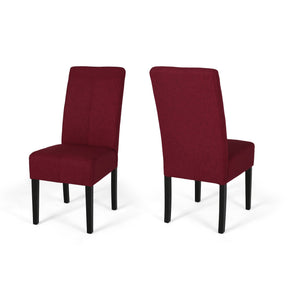 English Elm Christopher Knight Home® - PERTICA KD Dining Chair Set of 2 Upholstered Armless T-Stitch Fabric Chairs Minimalist Comfort Design Red 38541.00DRED